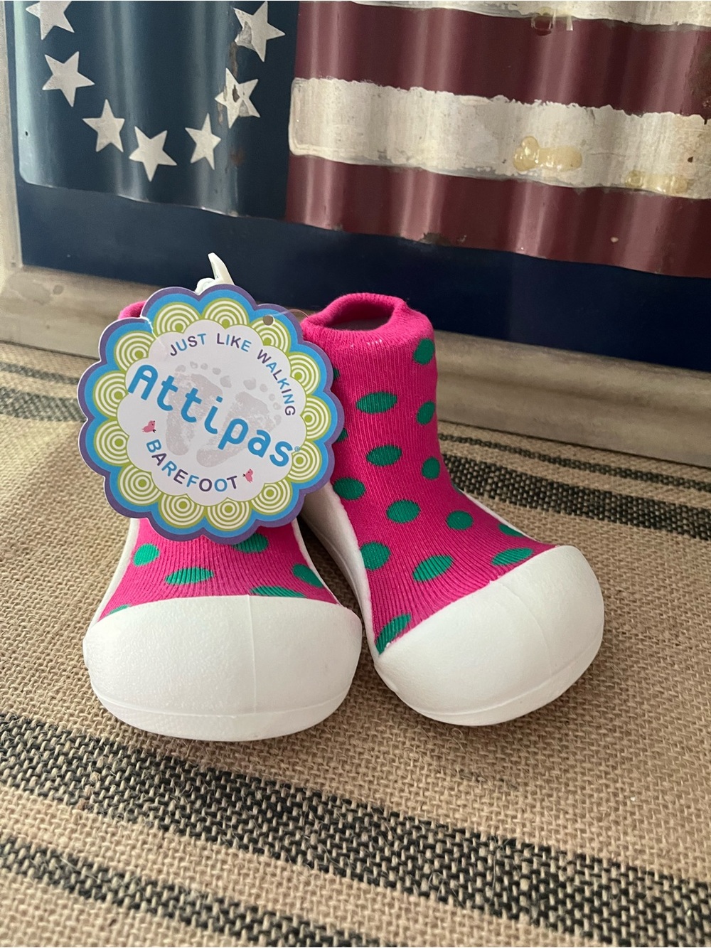 Pink & Green Polka Dot Baby Walker Shoes